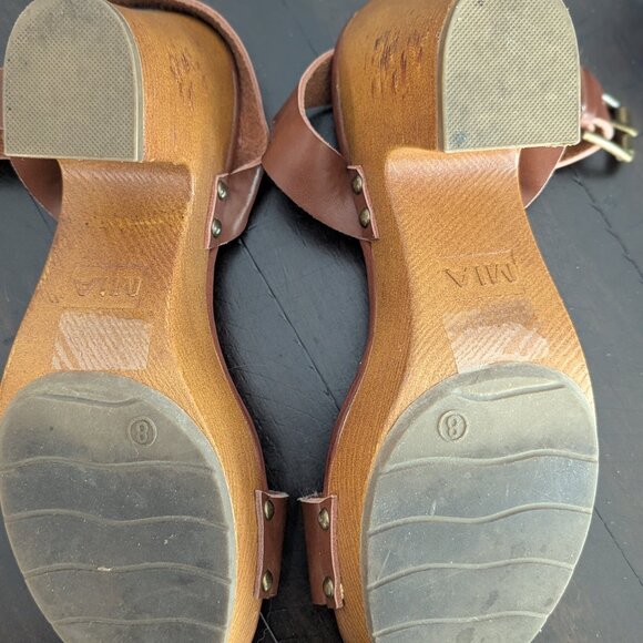 Mia Brown heeled sandals clogs size 8 - Picture 3 of 3
